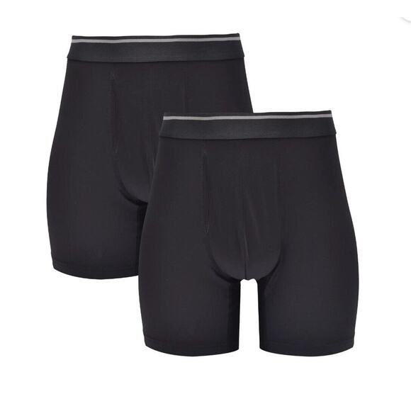 Athletic Works Boxer Briefs 2 Pack 2XL (44-46) Black Performance Stretch Tag Fre - Picture 1 of 5
